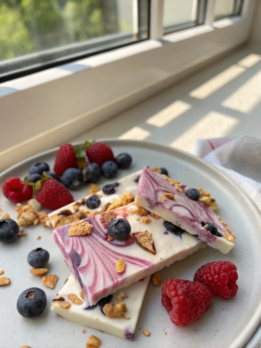 3-Ingredient Frozen Yogurt Bark with Berries and Granola (So Satisfying!)