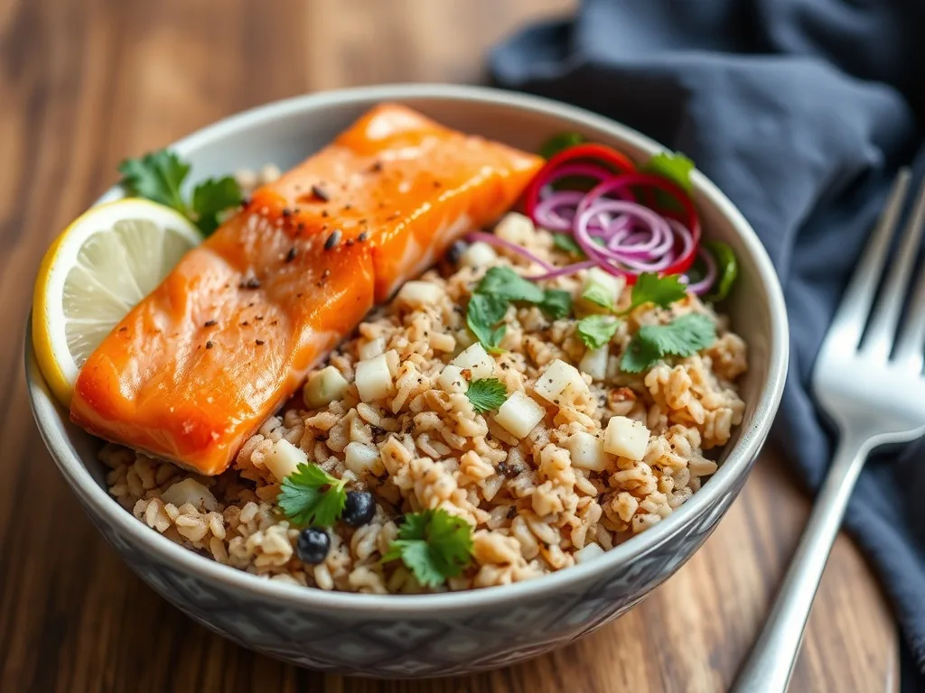 Anti-Inflammatory Brown Rice Bowl with Salmon