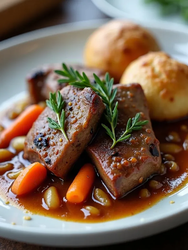 Bavarian Beer-Braised Pork Shanks with Pretzel Dumplings