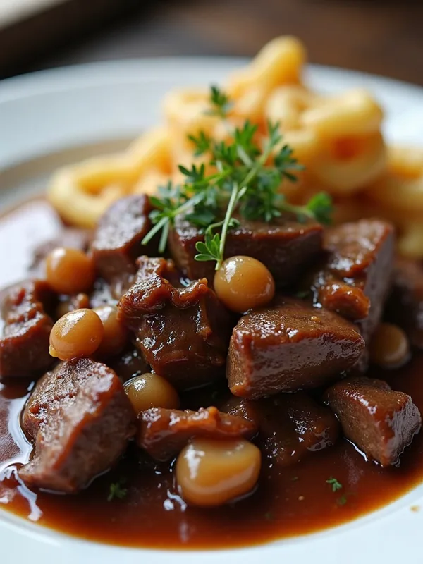 Boeuf Bourguignon with a Red Wine Reduction