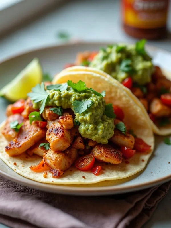 Chicken Tinga Tacos with Smoky Guacamole