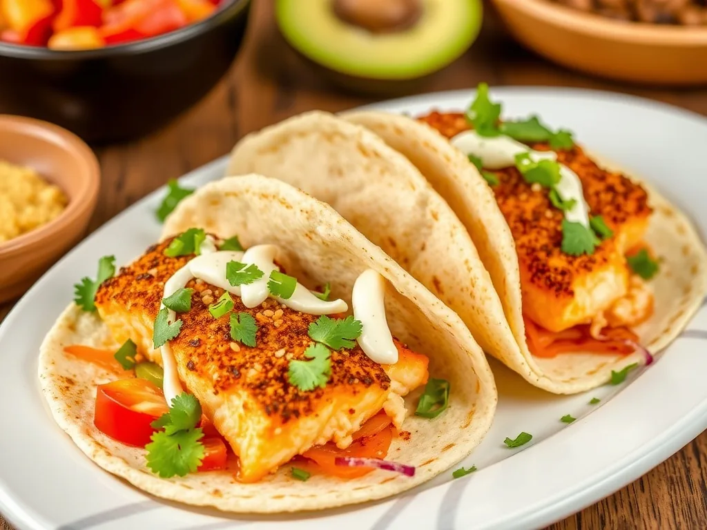 Crispy Air Fryer Salmon Tacos