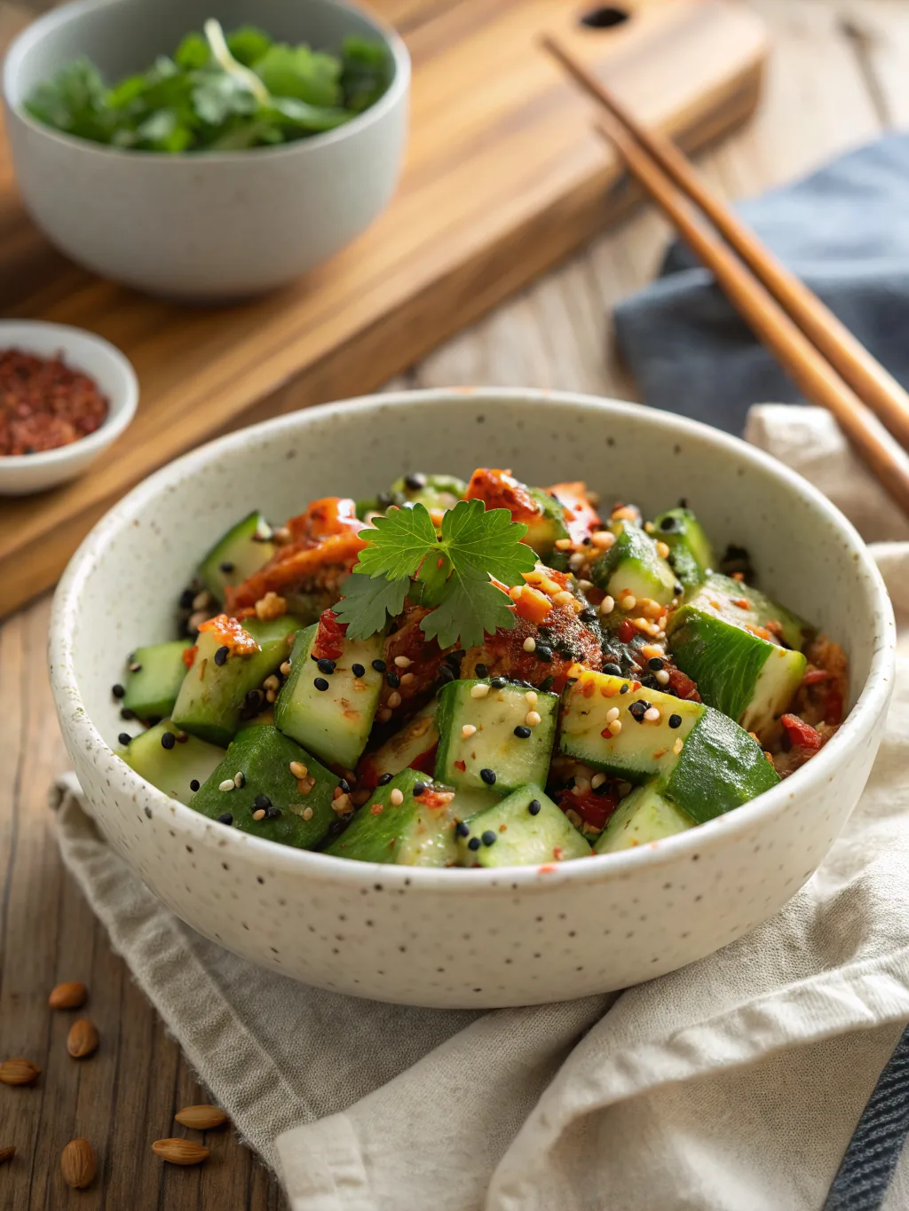 Crispy Smashed Cucumber Salad with Chili Crisp: The Viral TikTok Sensation