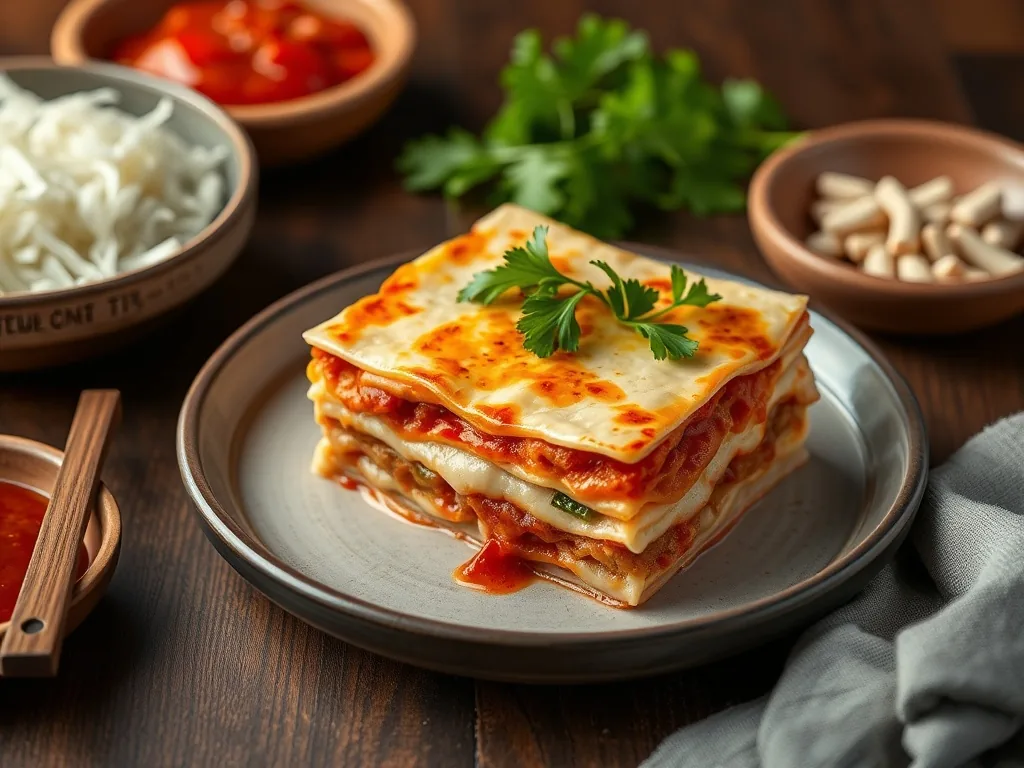 Dumpling Lasagna Using Wonton Wrappers
