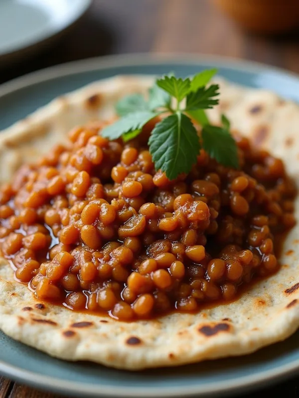 Ethiopian Spiced Red Lentil Stew (Misir Wat) with Injera