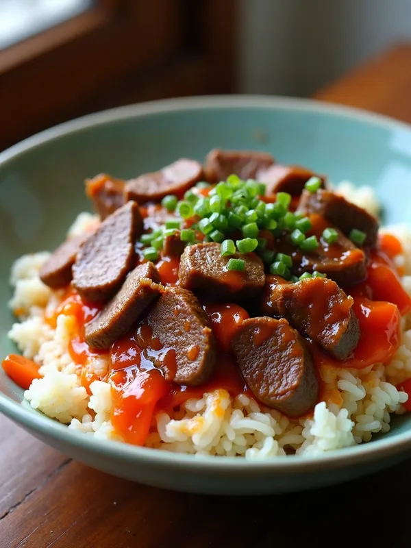 Gochujang-Glazed Beef & Kimchi Rice Bowl