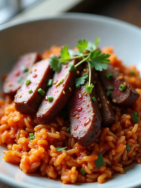 Gochujang Glazed Bulgogi with Kimchi Fried Rice