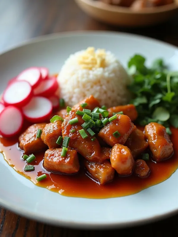 Gochujang-Glazed Chicken Bulgogi with Pickled Radish and Sesame Rice