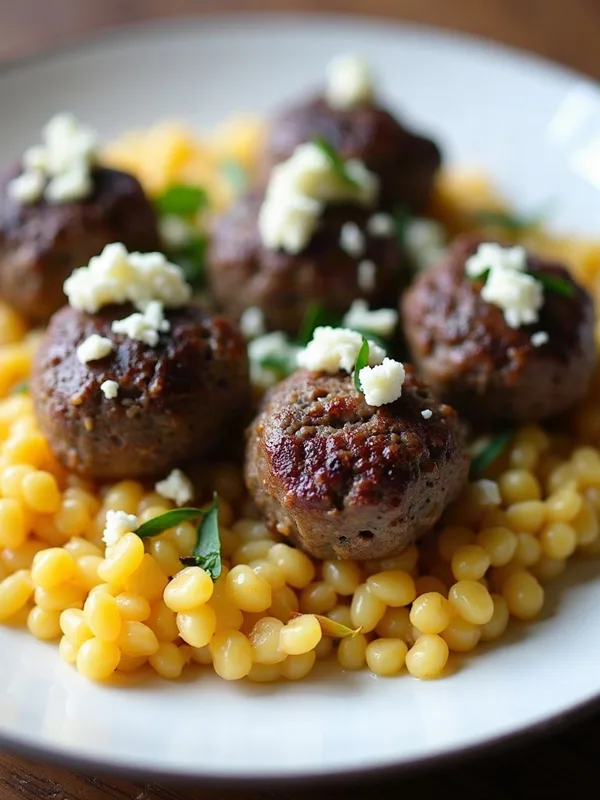 Greek Lamb and Feta Meatballs with Lemon Orzo