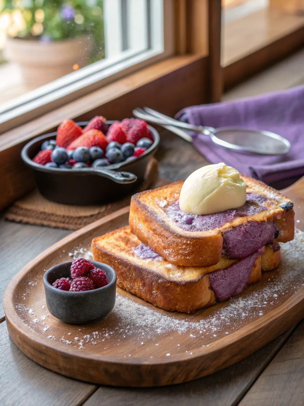 2-Ingredient Ice Cream French Toast (Purple Ube TikTok Hack)