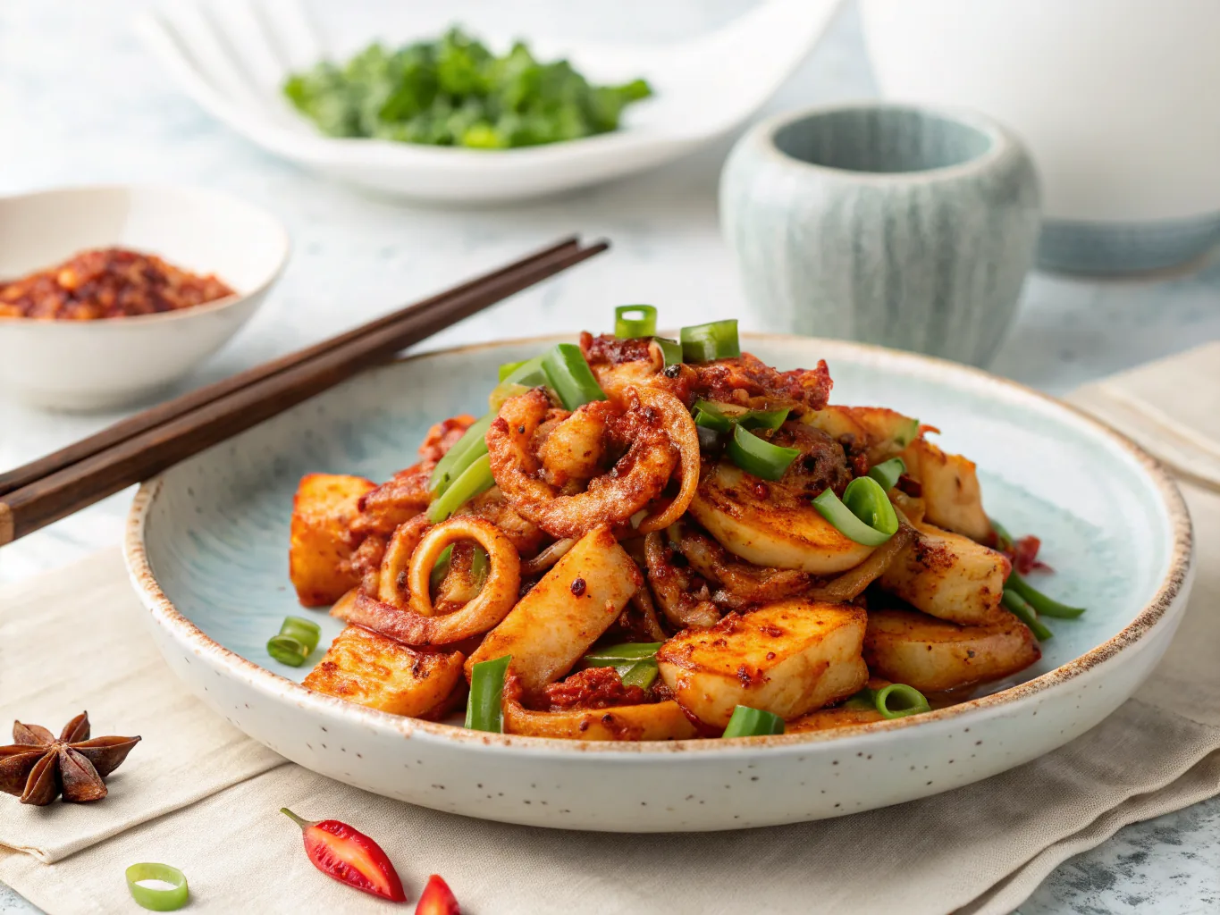 Korean Ojingeo Bokkeum Spicy Squid Stir Fry