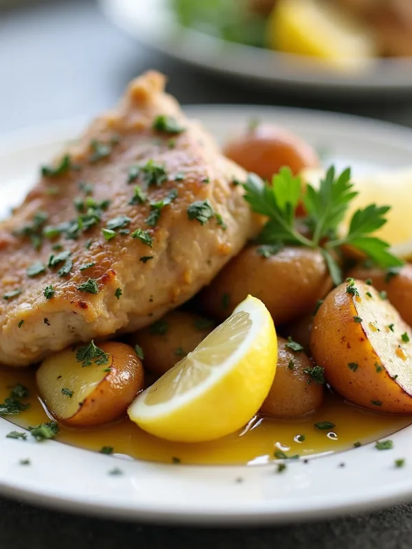 Kotosouvla with Lemon Oregano Potatoes
