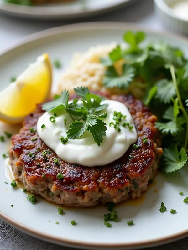Lamb Keftedes with Minted Yogurt and Charred Lemon