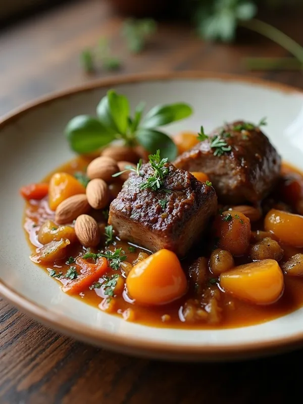 Lamb Tagine with Apricots and Almonds