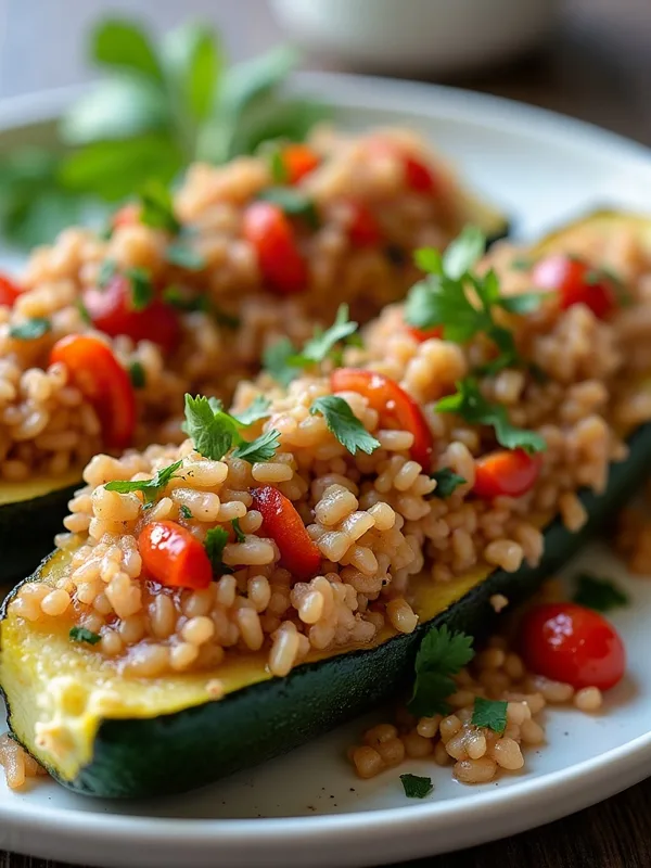 Lebanese Stuffed Zucchini with Rice and Herbs