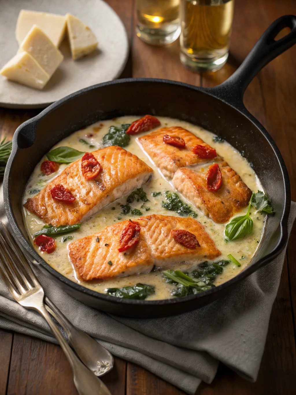 Marry Me Salmon (Creamy Tuscan Salmon with Sun-Dried Tomatoes)