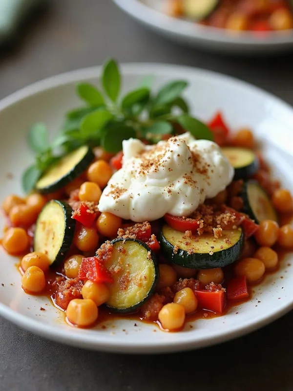 Mediterranean Zucchini and Chickpea Shakshuka with Feta and Za'atar