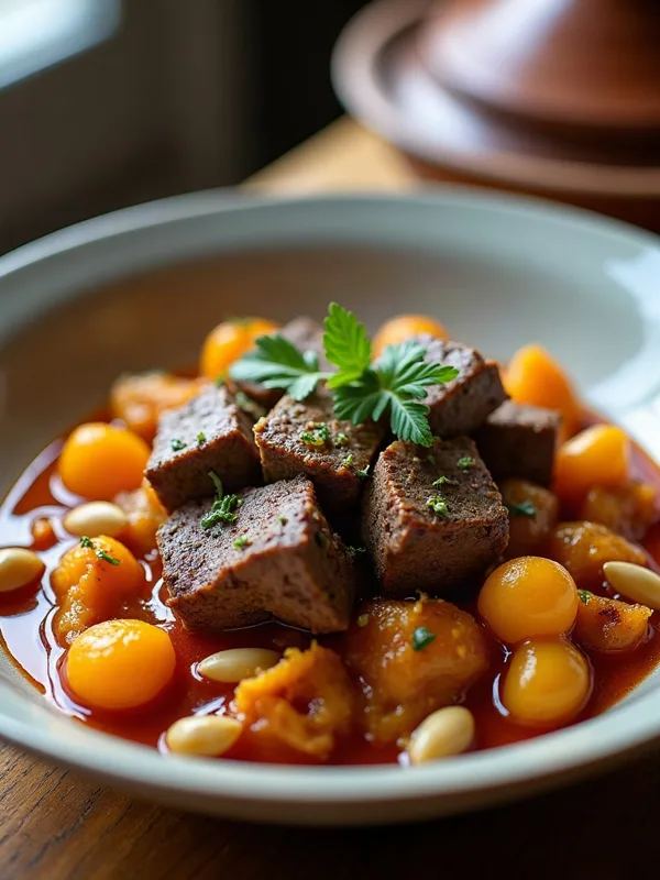 Moroccan Lamb and Apricot Tagine with Toasted Almonds