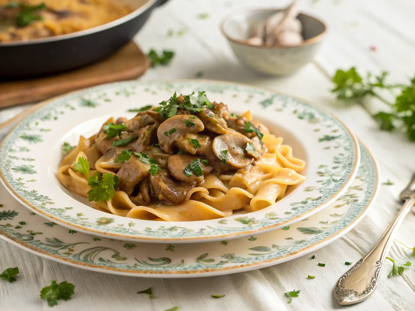 One Pan Vegan Mushroom Stroganoff