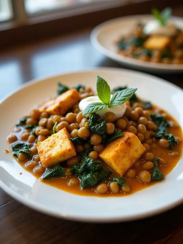 Paneer Tikka Masala with Spinach and Lentils