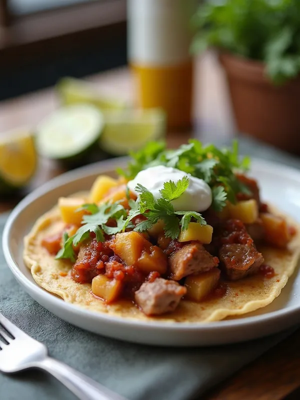 Pineapple-Serrano Glazed Pork Pozole Tacos