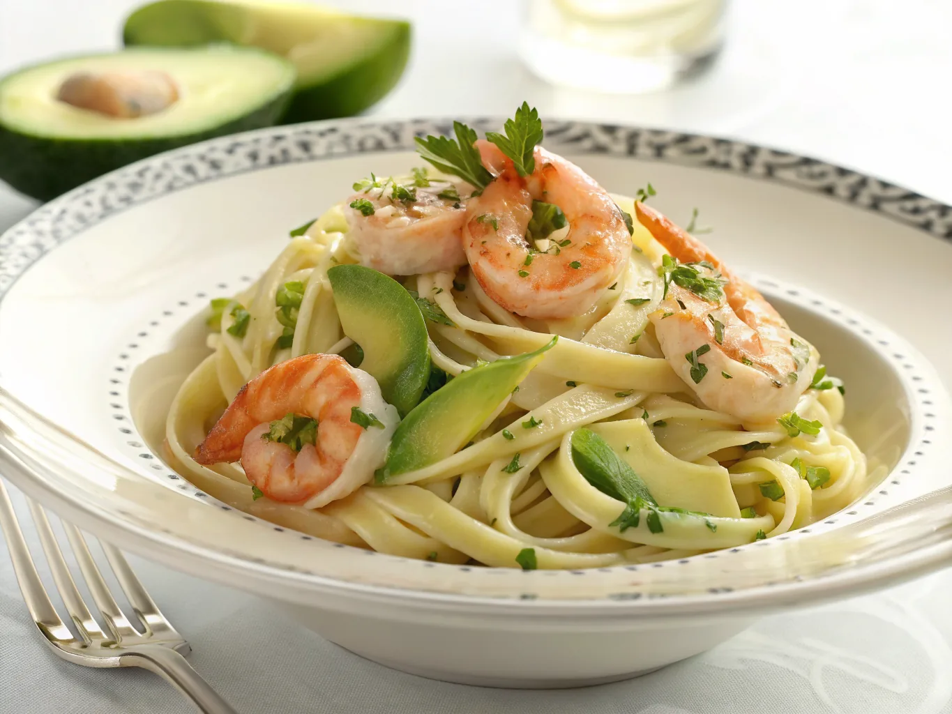 Prawn and Avocado Pasta Creamy