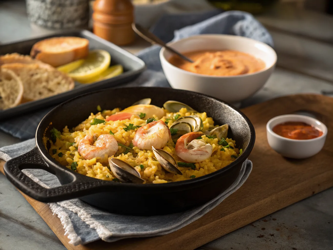 Seafood and Saffron Rice with Smoky Paprika Aioli