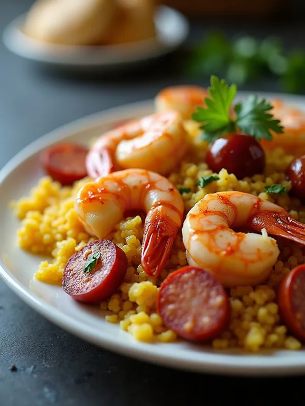 Seafood & Chorizo Paella with Saffron Aioli