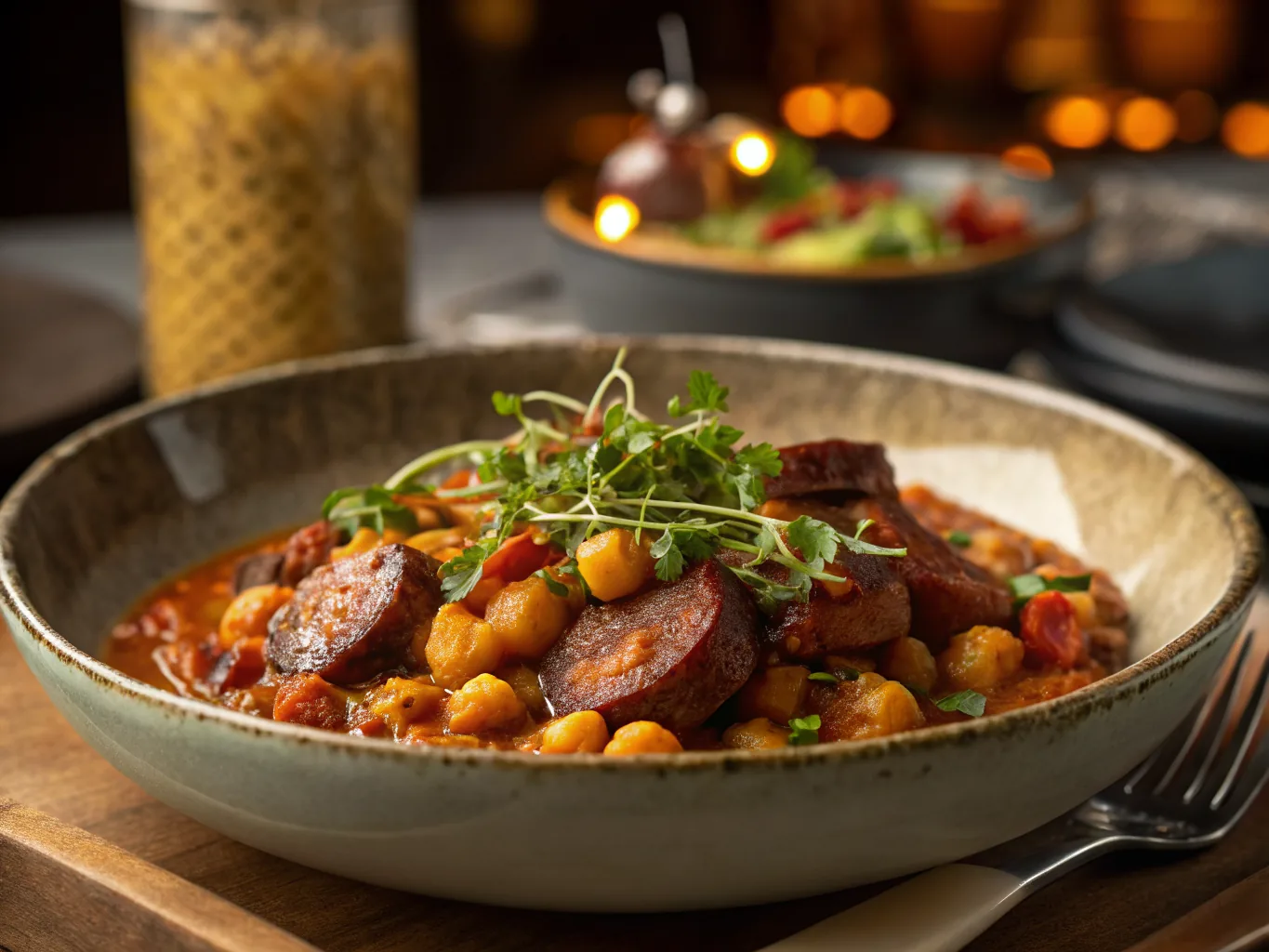 Seared Chorizo and Chickpea Stew with Smoked Paprika