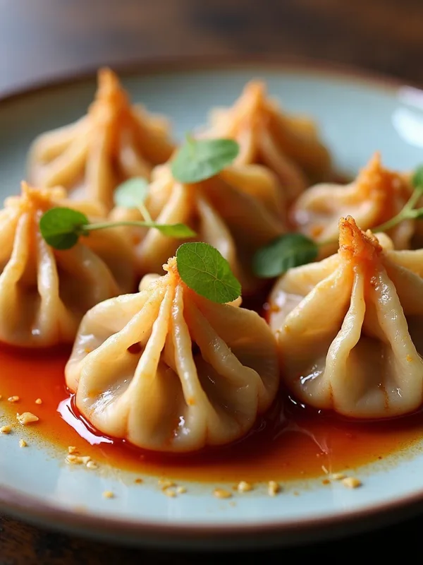 Sichuan Mala Spicy Wontons in Chili Oil