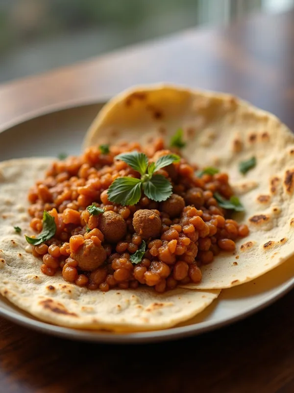 Spiced Red Lentil Stew with Injera-Style Flatbread