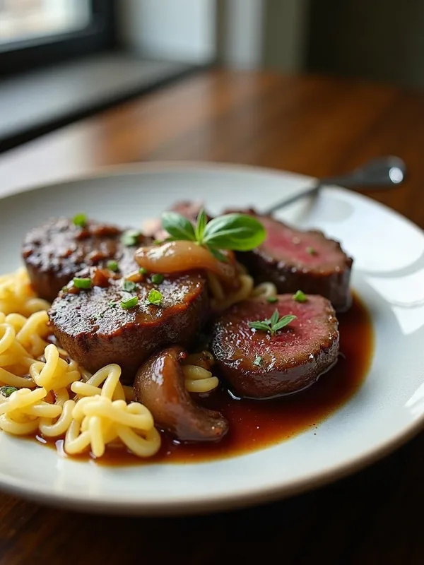 Swabian Zwiebelrostbraten with Pretzel Spaetzle