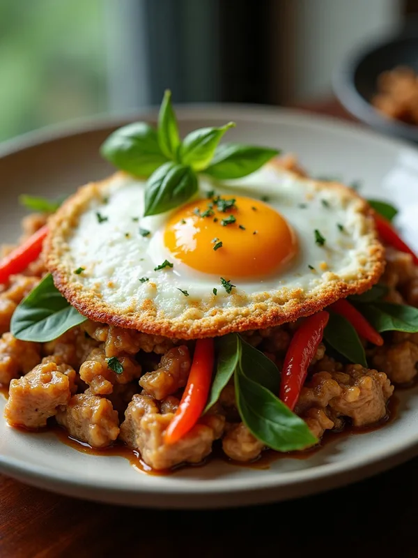 Thai Basil Chicken with Crispy Fried Egg