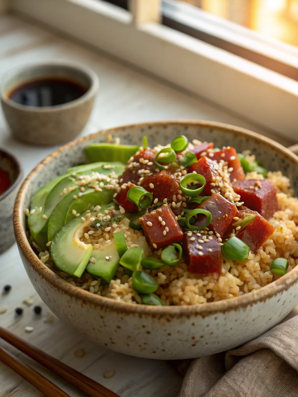 TikTok Viral Crispy Rice Salad with Spicy Tuna (Sushi Bowl Vibes)