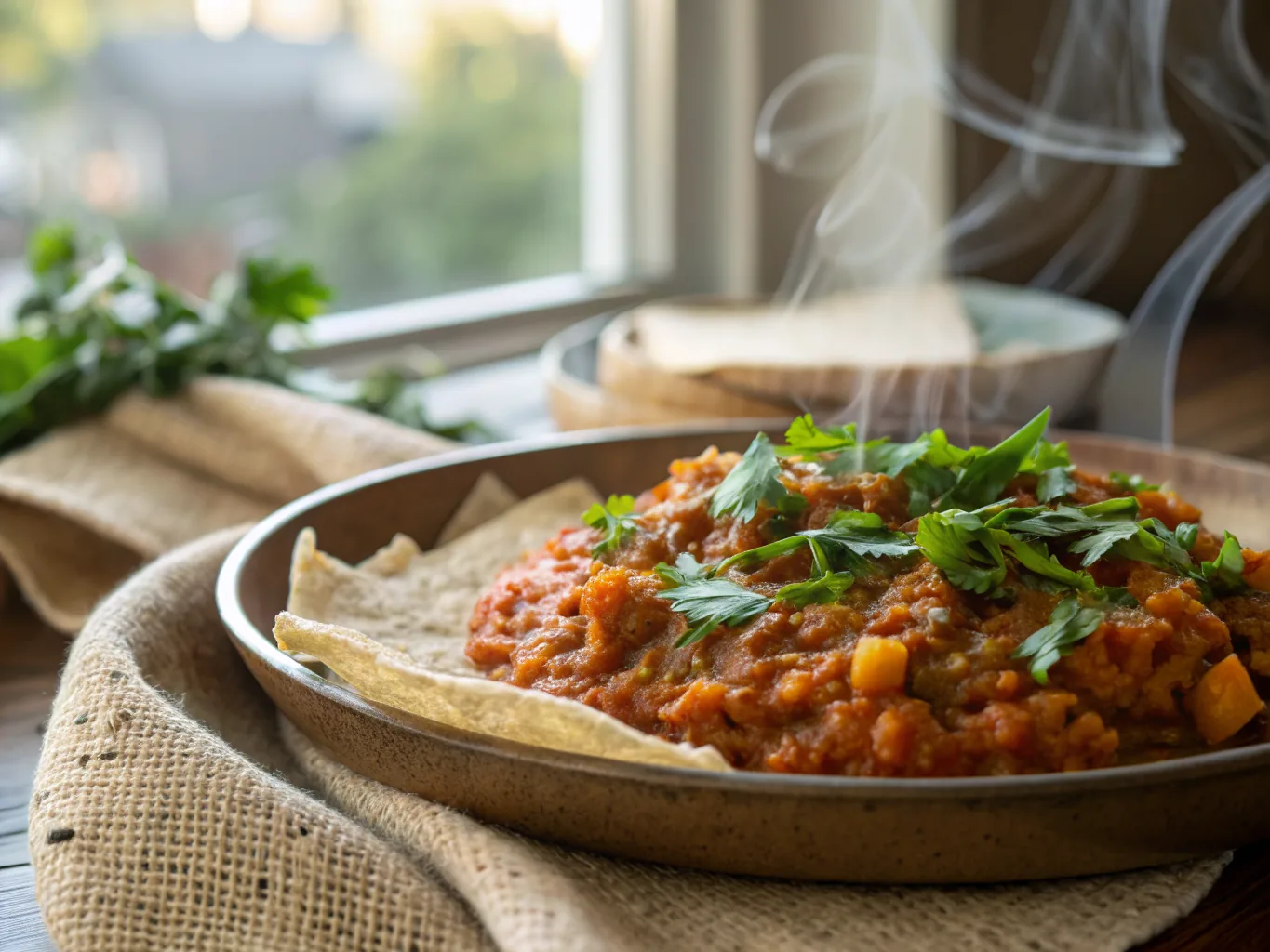 Vegan Ethiopian Misir Wat with Injera