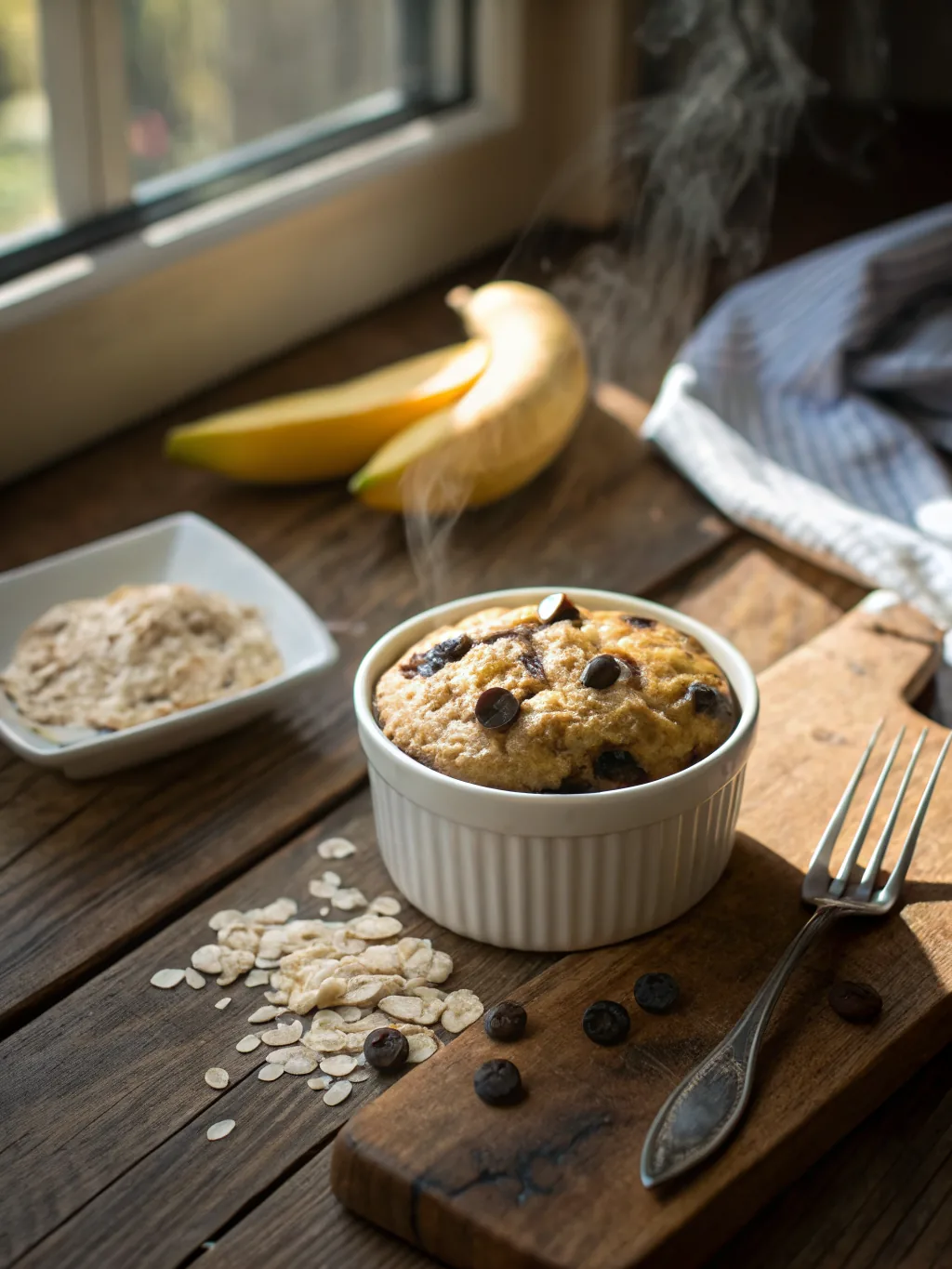 Viral TikTok Baked Oats Banana Chocolate Chip – Single Serve Breakfast Cake